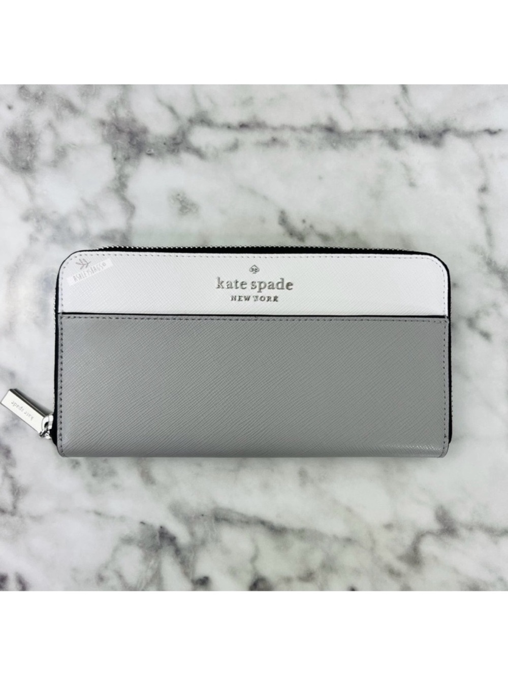 Kate Spade Two-Tone Gray and White Zip-Around Wallet